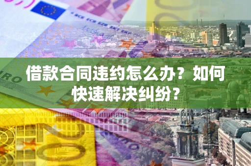 武汉借款合同违约怎么办？如何快速解决纠纷？